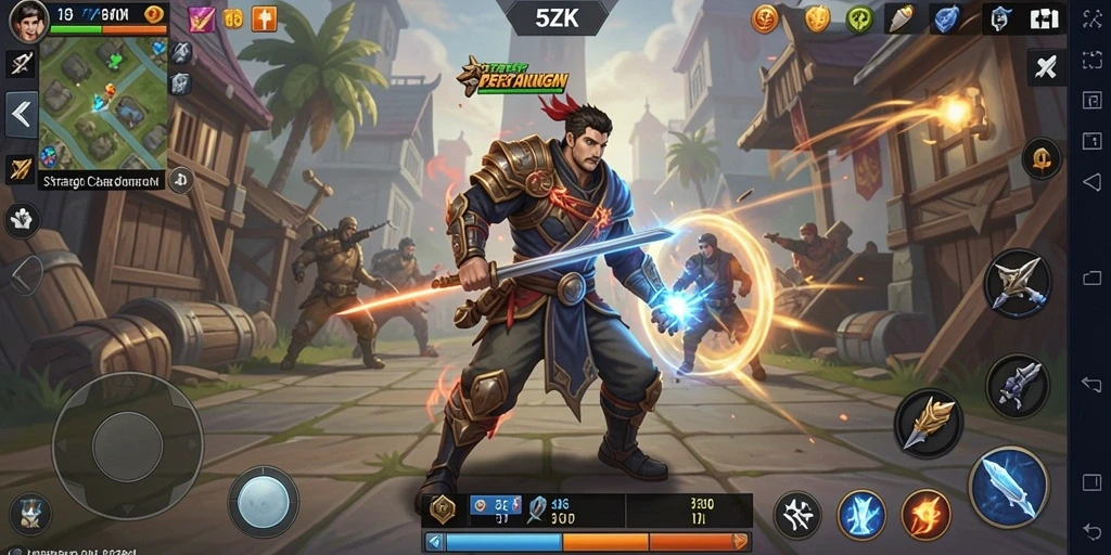 Screenshot gameplay 5ZK menampilkan pertempuran strategi yang mendebarkan.