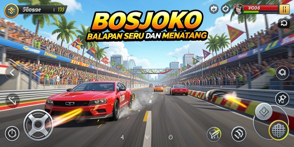 Tampilan menarik dari gameplay balapan di BOSJOKO.