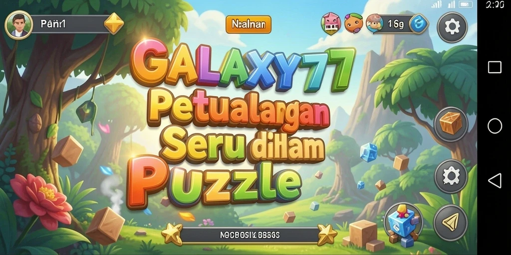 Screenshot gameplay GALAXY77 menampilkan serunya menyusun puzzle.