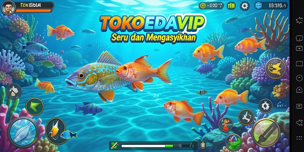 Tampilan gameplay Tembak Ikan yang seru di TOKOPEDIAVIP.